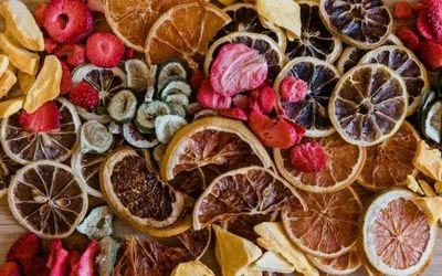 Freeze Dried Fruits - fine beige powder in a glass jar